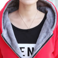 Miniatyrbillede 3 af 5: Dame Vinter Sweatshirt Tyk Fleeceforet Hættejakke Med Lomme Lynlås 2XL Red