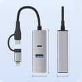 Miniatyrbilde 2 av 4: Type-C / 8 Pin til Type-C RJ45 USB-A HUB Utvidelseskonverter Silver