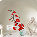 Miniatyrbild 3 av 5: Simulerade blommor, gröna växter, krukväxter, simulerade plommonblommor krukväxter, heminredning, festdekoration Big red