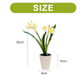 Miniatyrbild 2 av 5: Tvåhövdad Narcissus Liten Bonsai Kreativa Prydnader Simulering Blomdekorationer Konstgjord Simulering Blom Grön Växtkrukor white