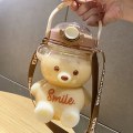 Miniatyrbilde 5 av 5: 1000ml Stor Kawaii Bjørn Formet Vannflaske Med Sugerør Og Stropp, Søte Vannflasker For Drikkeflaske (blå)