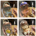 Miniatyrbilde 3 av 5: 1000ml Stor Kawaii Bjørn Formet Vannflaske Med Sugerør Og Stropp, Søte Vannflasker For Drikkeflaske (blå)