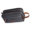 Miniatyrbild 4 av 5: Herr Resväska Toalettväska Med Dubbla Fack Canvas Läder Kosmetisk Makeup Organizer Rakning Dopp Kits - Svart