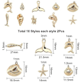 Miniatyrbillede 3 af 5: 1 Æske 20 stk. 10 Stilarter Ægte 18K Guldbelagte Ocean Tema Charms Havdyr Vedhæng Skal Søstjerne Delfin Fisk Skildpadde Dangles Bulk til DIY Ørering Ne