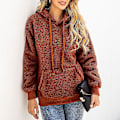 Miniatyrbillede 5 af 5: Dame Plys Sweater Frakke Snøre Hætte Sweater Lange Ærmer Casual Toppe Ny M C