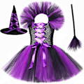 Miniatyrbilde 1 av 5: Tutu Heksekostyme for Jenter, Halloween Karneval Kostyme 3pcs 4T 5T