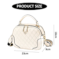 Miniatyrbillede 2 af 5: Ny Enkel Ternet Dame Lille Firkantet Taske Kunstlæder Hånd Bill Skuldertaske Crossbody Taske creamy white