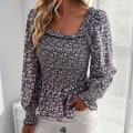 Miniatyrbillede 4 af 5: Firkantet Halsudskæring Pullover Top Komfortabel Og Charmerende Top Egnet Til Strandtøj M Blue