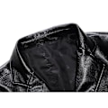 Miniatyrbild 3 av 5: Herr Casual Notch Krage 2 Knapp Slim Faux Läder Blazer Kostym Jacka Black 4XL