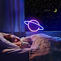 Miniatyrbild 3 av 3: Planet Illuminated Signs - Led Planet Neon Ljus Rosa / Blå Planet