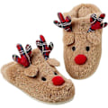 Miniatyrbild 2 av 2: Dam Reindeer Tofflor, Jul Halkskydd Plyschskor 40-41 Light brown