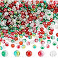 Miniatyrbilde 1 av 5: 500 stk. Krakelerte Glassperler 8mm Julearmbåndsperler 5 Farger Transparent Spraymalte Perler Runde Løse Perler Krystallperler for Armbånd Halskjede
