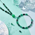 Miniatyrbilde 2 av 5: 2Strands 30-34 stk Naturlig Smaragd Ubehandlet Smaragd Fasettert Kolonne Perler Ekte Glatte Perler Edelsten Perler