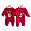 Miniatyrbillede 2 af 5: Juledragt Nyfødt Baby Dreng Pige Jule Romper Langærmet Hættetrøje Bodysuit Red 1 90cm