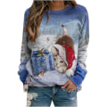 Miniatyrbillede 1 af 5: Langærmede juletoppe til kvinder, løse og behagelige O-hals pullovers style 2 4XL