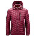 Miniatyrbillede 3 af 3: Vinterjakke Plus Size med Hætte, Vandtæt Jakke til Mænd Kvinder 5XL Wine Red