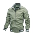 Miniatyrbillede 2 af 5: Chad Varsity Bomber Jakke Herre Casual Jakke Lynlås Letvægts Sportsjakke L White