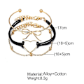 Miniatyrbillede 4 af 4: 3 stk./sæt Kvinder Udhulet Hjerte Sløjfe Perler Armbånd Justerbar Multilayer Metal Armring