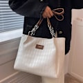 Miniatyrbillede 4 af 5: Stor PU læder håndtaske, egnet til pendling til undervisning, joker one-shoulder tote taske brown