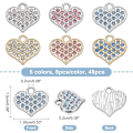 Miniatyrbillede 4 af 5: 48 stk. 6 farver Rhinestone Hjerte Charms Cubic Zirconia Legering Krystal Vedhæng 13,5x15mm Kærligheds Dingle Charms til Smykkefremstilling Hul: 2mm