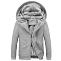 Miniatyrbillede 1 af 2: Vinter Herre Tyk Fleece Sweater Plysfor Åben Front Lynlås Cardigan Hættetrøje Ensfarvet Til Afslappet Brug Ny M Gray