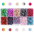 Miniatyrbillede 1 af 5: 1000 stk. 10 Farve Krakeleret Glasperler 4mm Lampwork Håndlavede Runde Krystalglasperler