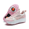 Miniatyrbillede 2 af 5: Drenge Piger Sneakers Sko med dobbelthjul LED Lys Sko 3F908 Pink EU 36
