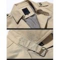 Miniatyrbillede 5 af 5: Herre Bomuld Casual Jakker Mellemlang Vindjakke Vaskede Jakker Til Forår Og 2XL Light Khaki Thin