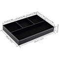Miniatyrbilde 2 av 5: 4 Betjeningsbrett, Leatherete Organizer Box Skrivebord Kommode Topp Leatherete Oppbevaringsboks Soverom Skrivebord Arrangør (Svart)