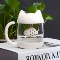 Miniatyrbild 5 av 5: 250 ml kattglaskopp tekopp med fisk teinfuser silfilter