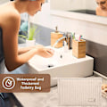 Miniatyrbillede 5 af 5: Stor Bærbar Kosmetik Opbevaringspose, Bærbar Toilet Taske, Lavet Af Pu Beige