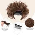 Miniatyrbild 4 av 5: 1 st Messy Bun Hårbit med sidokam, klämma i håret, hårbit för kvinnor, kort, naturligt rakt, mångsidigt, justerbara stilar, enkla hårförlängningar 1B 171T60