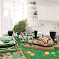 Pikkukuva 5 / 5: 200 kpl Pyhän Patrickin päivän muovisia shamrock-kolikoita, 3-lehtisiä apiloita, onnenkolikoita, kultaisia ja vihreitä kolikoita shamrock- ja tonttukonfeteilla irlantilaisille