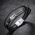 Miniatyrbillede 4 af 5: 21 cm Guitararmbånd Læder Flettet Reb Multi-lags Armring Gaver til Mænd