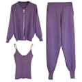 Miniatyrbild 2 av 5: 2021 vår outfit dammode tredelad kostym väst stickad kappa elastisk L Purple