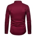 Pikkukuva 2 / 2: Miesten Kirjailtu Pitkähihainen Slim Fit Nappikiinnitteinen Rento Juhlapaaita Red wine XXL