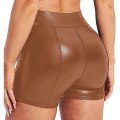 Pikkukuva 1 / 5: Naisten joustavat tekonahkashortsit, korkeavyötäröiset seksikkäät disco-shortsit Brown 2XL