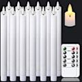 Miniatyrbillede 1 af 5: Flammeløse hvide kegleformede stearinlys med flimrende effekt, timer og 10-tasters fjernbetjening, batteridrevet LDE varm 3D væge lys til vindue hvid