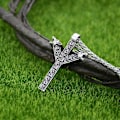 Miniatyrbild 3 av 5: Nordiska Runor Algiz Skydd Amulett Varg Huvuden Talisman Viking Halsband Hänge Smycken Rope Chain Silver