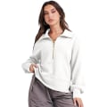 Miniatyrbillede 2 af 5: Casual halvlynede sweatshirts til damer, langærmet cropped pullover White L