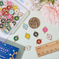 Miniatyrbild 3 av 5: 1 Ask 48 st 8 Färger Solros Charm Bulk Emalj Solros Charm Guld Blommig Daisy Connector Legering Blommor Växter Kopplingar för Smyckestillverkning Charms