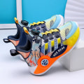 Miniatyrbild 3 av 5: Pojkar Basketbollskor Hög Ovandel Andas Sport Skor Anti Slip Mode Sneakers 3F299 Orange EU 29