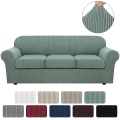 Miniatyrbild 1 av 5: Stretch Vattentät Soffa Överdrag, 1 Del, Spandex, Jacquard Elastisk Soffa Överdrag Med Halkskyddsskum green 3 Sitzer  enlarge