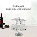 Miniatyrbild 4 av 5: Fristående vinglasställ för bordsskiva med 6 krokar (silver)