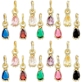 Miniatyrbillede 1 af 5: 18 stk. Cubic Zirconia Dråbevedhæng Charms 9 Farver Dråbe Charms 18K Guldbelagt Messing Vedhæng Små Dinglende Charms til Valentinsdag Halskæder Armbånd