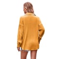 Miniatyrbillede 4 af 5: Dame Casual Langærmet Skjorte, Løstsiddende Skjortetoppe med Krave Yellow XL
