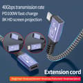 Miniatyrbild 2 av 5: USB C 4 Datakabel Typ C Förlängningskabel Hög Hastighet 40Gbps Dataöverföring 8K60Hz Video för Bärbara Datorer Smartphones Side bend