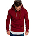 Miniatyrbild 1 av 5: Herrar Hoodies Pullover Sweatshirt Casual Jumpers Långärmad Toppar Solid Color Design XL Wine Red