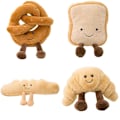 Miniatyrbild 2 av 5: Mjuk tecknad figur pretzel croissant toast bröd docka plysch mat leksak fylld baguette pocherat ägg dekor docka för flicka barn födelsedag 10cm baguette
