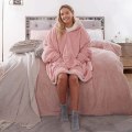 Miniatyrbillede 4 af 5: Hætteklæde med Ultra Blød Sherpa-foring Varmt og Behageligt Tæppe Pink